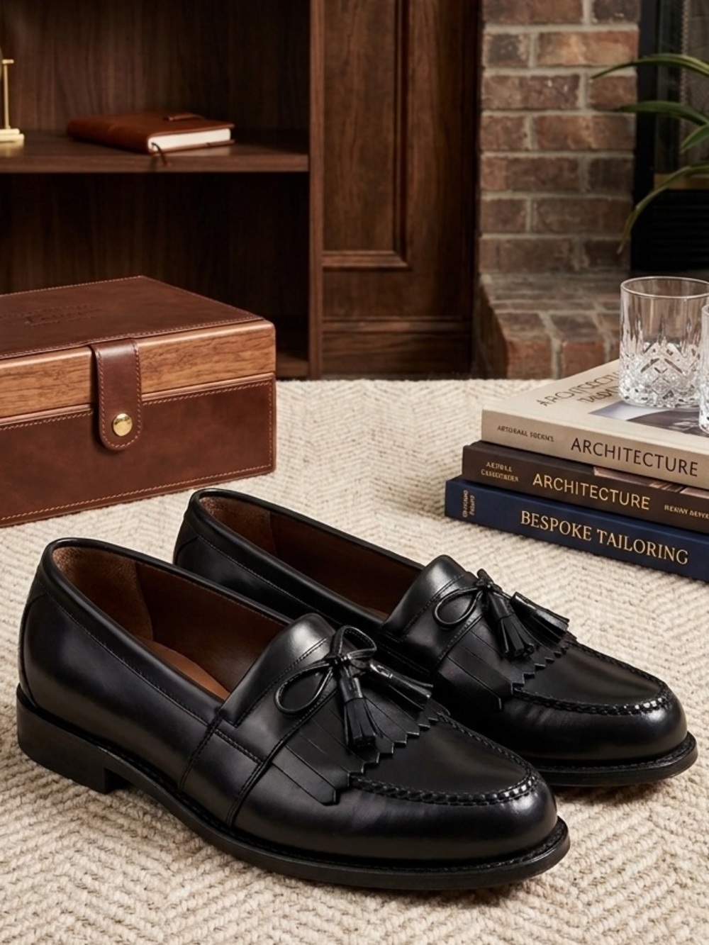 ALLEN EDMONDS CHELSEA BLACK LEATHER TASSLE BUSINESS SHOES SIZE 10.5